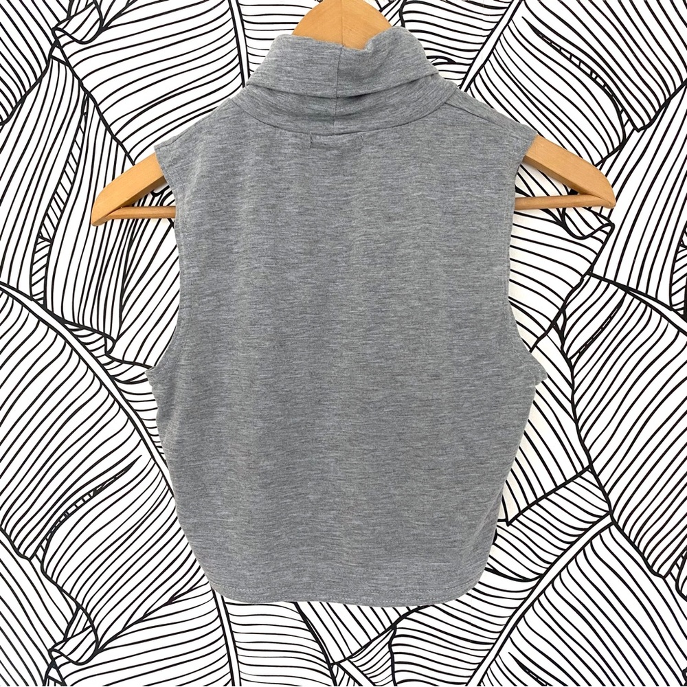 Shein Grey Turtle Neck Sleeveless Crop Top - Picture 3 of 3